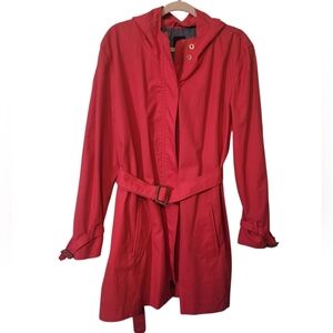 Gap 2012 Holiday Hawaiian Red Hooded Lightweight Belted Coat, Plus Size XXL